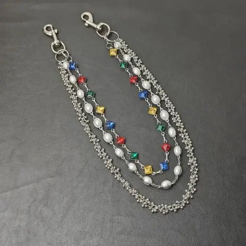 VIBE Delicate Color Rhinestone 3 Layers Pearl Pants Chain Size ONE SIZE - 5 Thumbnail