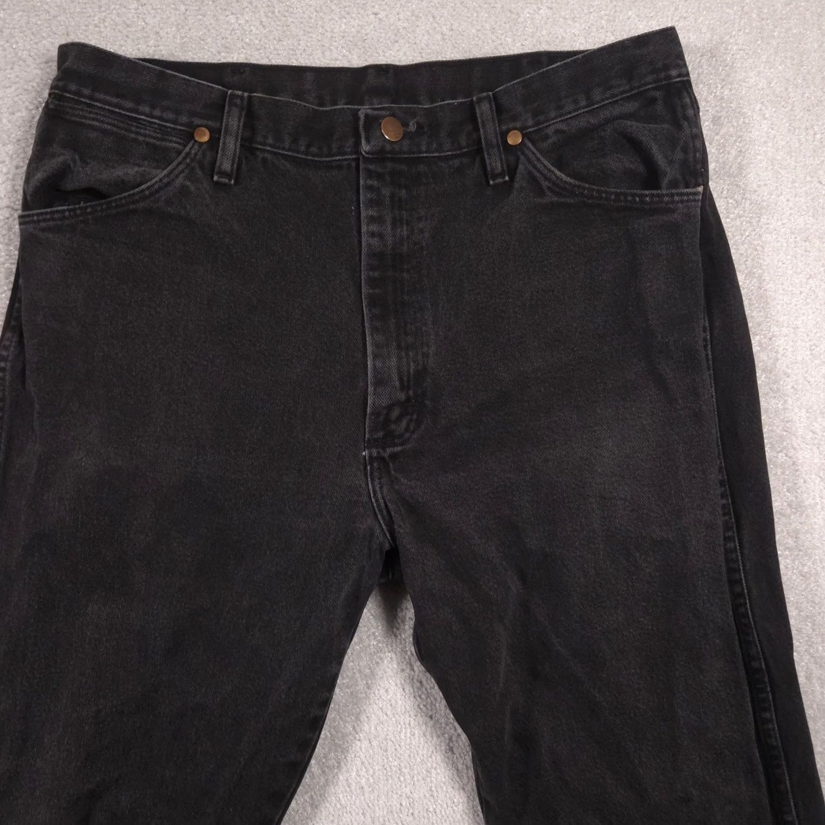 Wrangler VINTAGE Wrangler Cowboy Cut Jeans Mens 35x36 Black Denim Straight Leg Zip Fly Charcoal Mens Regular Black Jeans Cowboy Cut 13MWZAWK Men Size US 35 - 3 Thumbnail