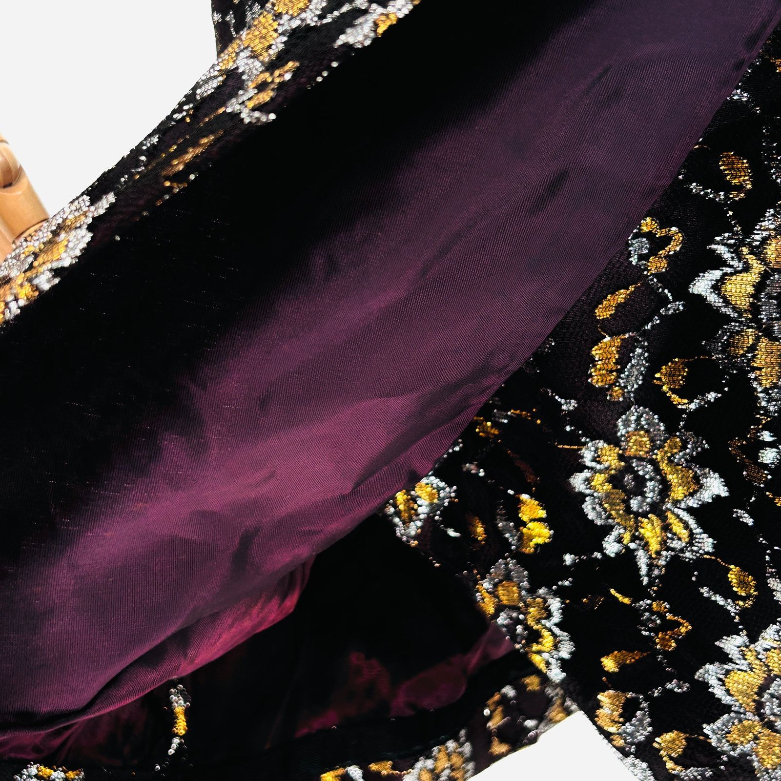 Vintage 50s/60s Black Gold Metallic Floral Lace Cocktail Dress Size XS / US 0-2 / IT 36-38 - 8 Thumbnail