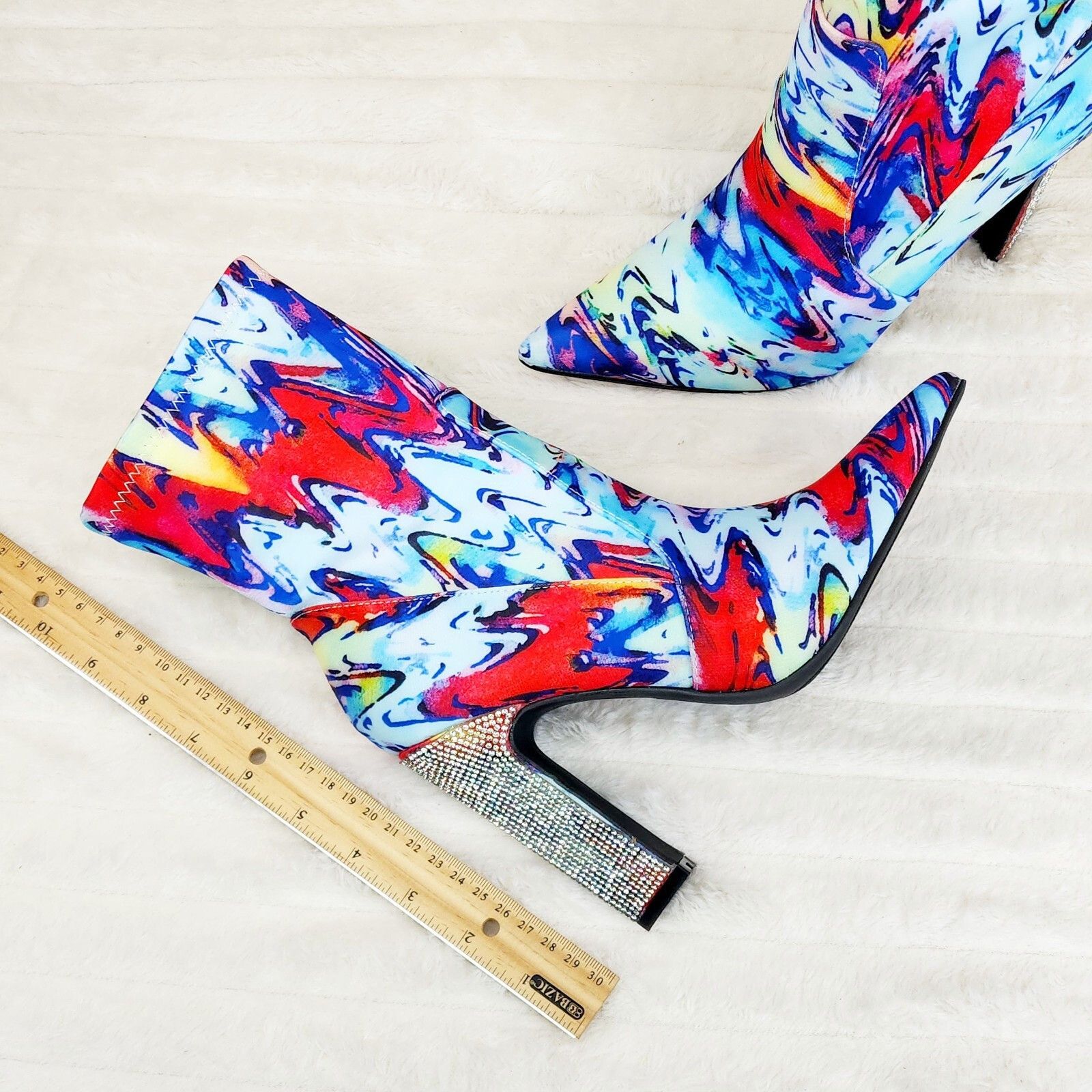 Other Regal Multi Color Print Stretch Upper Rhinestone Heel Ankle Size US 7.5 / IT 37.5 - 6 Thumbnail