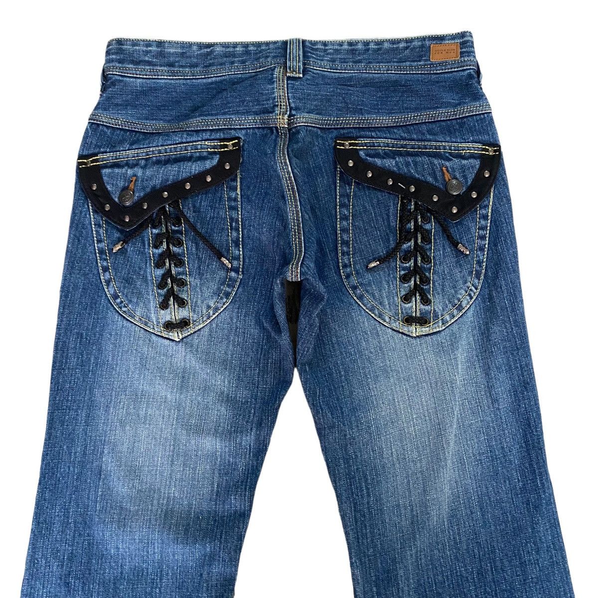 Nicole Club Nicole Club For Men Leather Lace Denim Flare Jeans Size US 31 - 9 Thumbnail