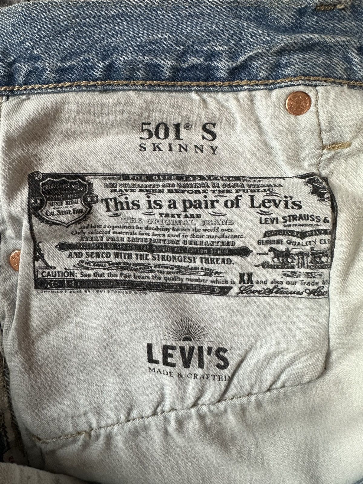 Levi's × Levi's Made & Crafted × Levi's Vintage Clothing SUPER RARE VINTAGE LEVI'S MADE & CRAFTED BLUE TAB 501 DENIM Size US 30 / EU 46 - 6 Thumbnail