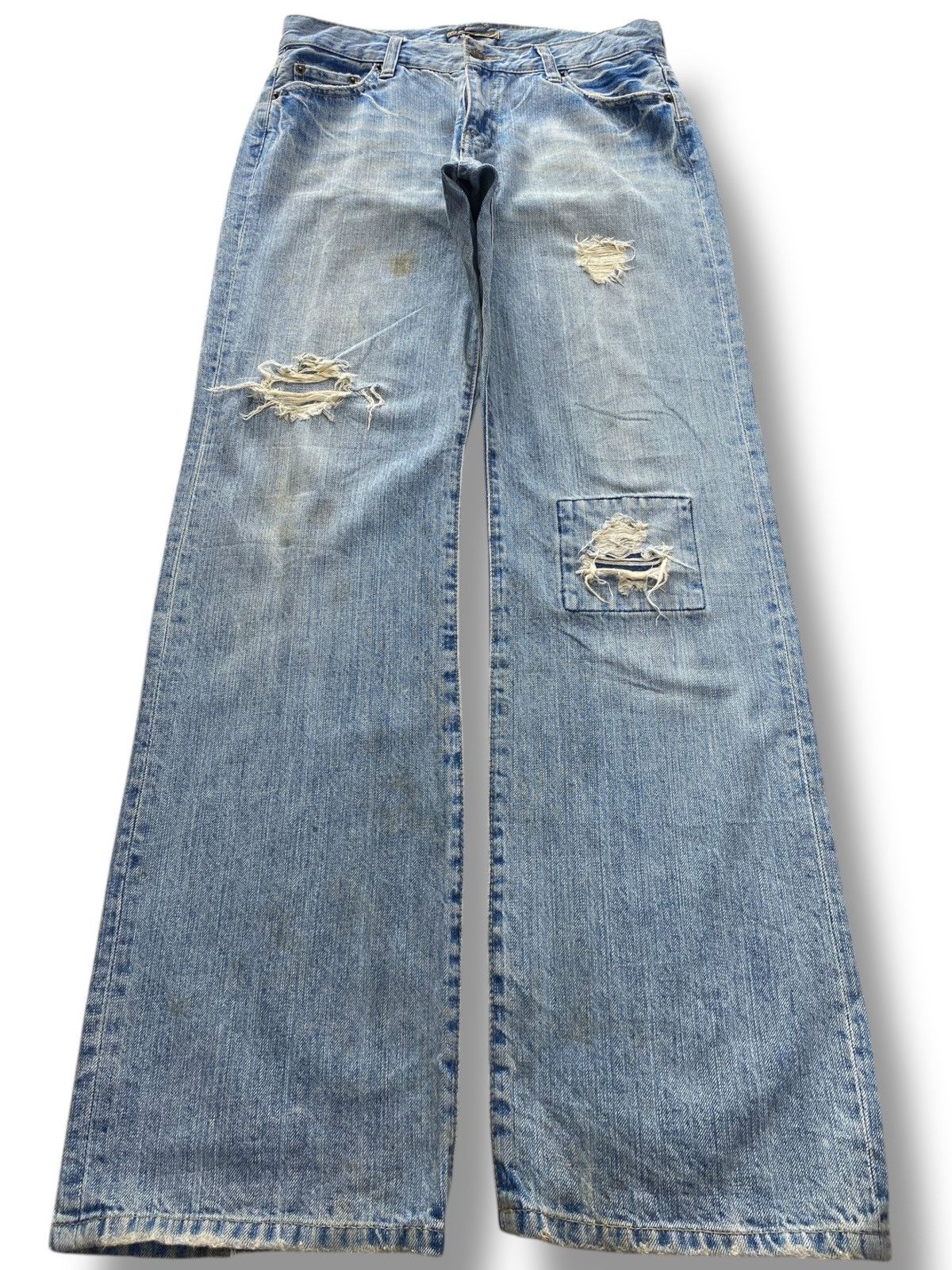 Japanese Brand Japanese Brand Light Wash Ripped Style Straight Leg Jeans Size US 30 / EU 46 - 1 Thumbnail