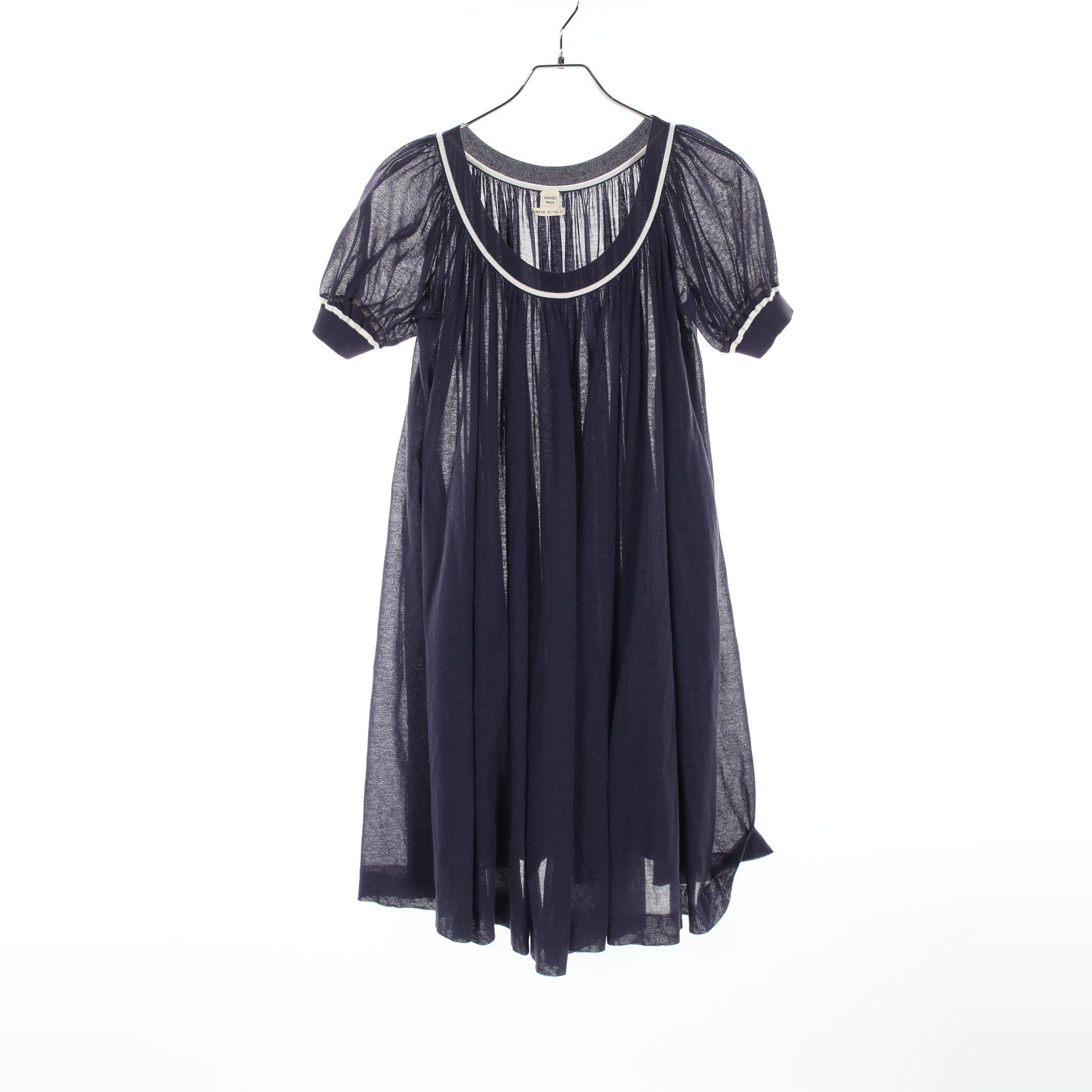 Hermes Hermes One Piece See-Through Gather Cotton Nylon Navy Size ONE SIZE - 1 Thumbnail