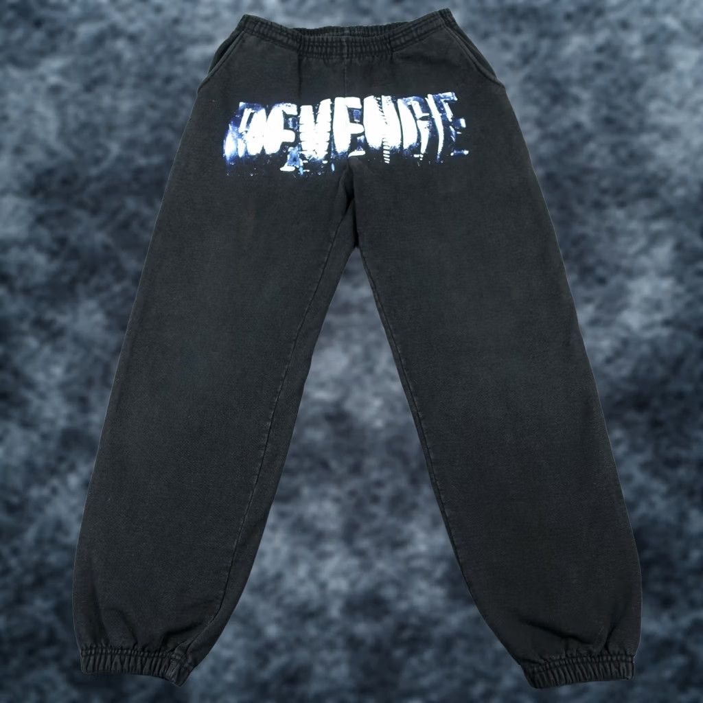 Revenge Revenge Mens Sweatpants Joggers Black Fleece Pockets Drawstring Casual Activewear 28in Inseam Tapered Size US 31 - 1 Thumbnail