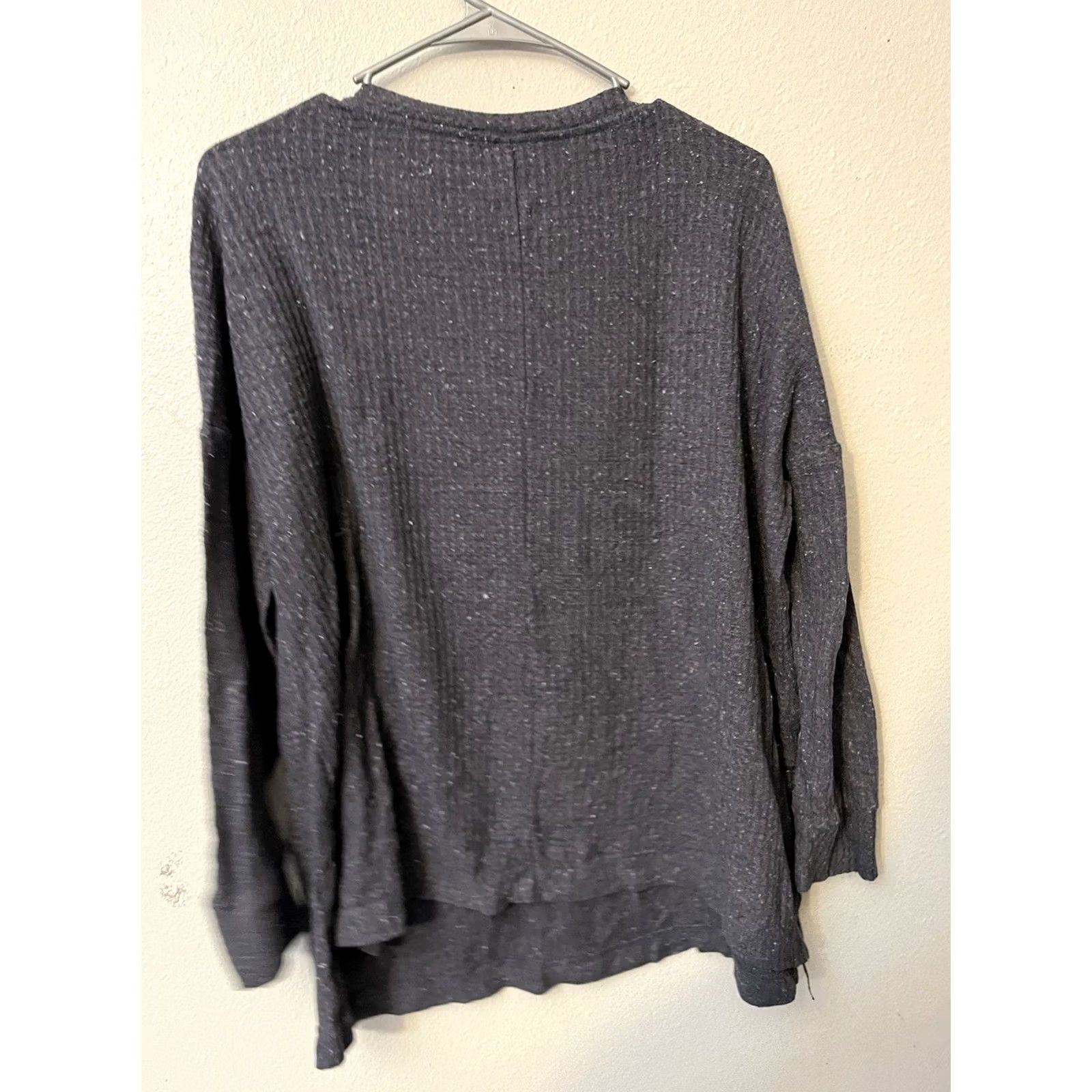 Old Navy Old Navy Women's Waffle Shirt Waffle Knit Henley Cozy Long Sleeved Top L Gray Size L / US 10 / IT 46 - 2 Thumbnail