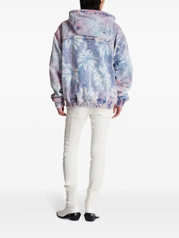 Balmain o1s1wg111025 Printed Denim Bomber Jacket in Blue Size US M / EU 48-50 / 2 - 3 Thumbnail