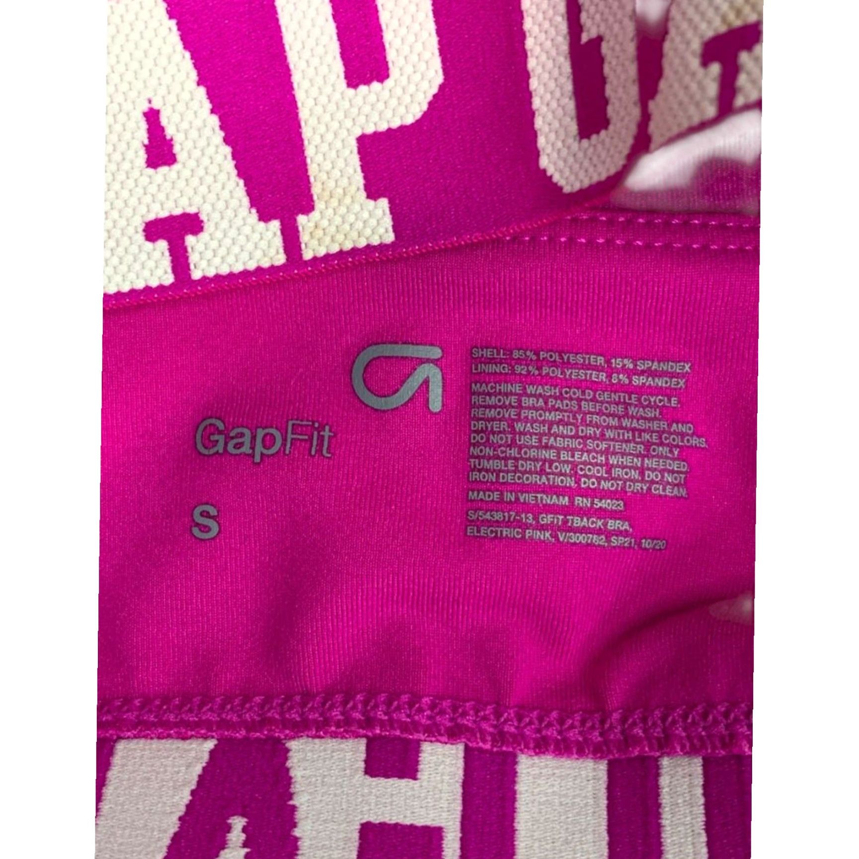Vintage GapFit Sports Bra T-Back Small S Pink Removable Pads Electric Pink Size ONE SIZE - 7 Thumbnail
