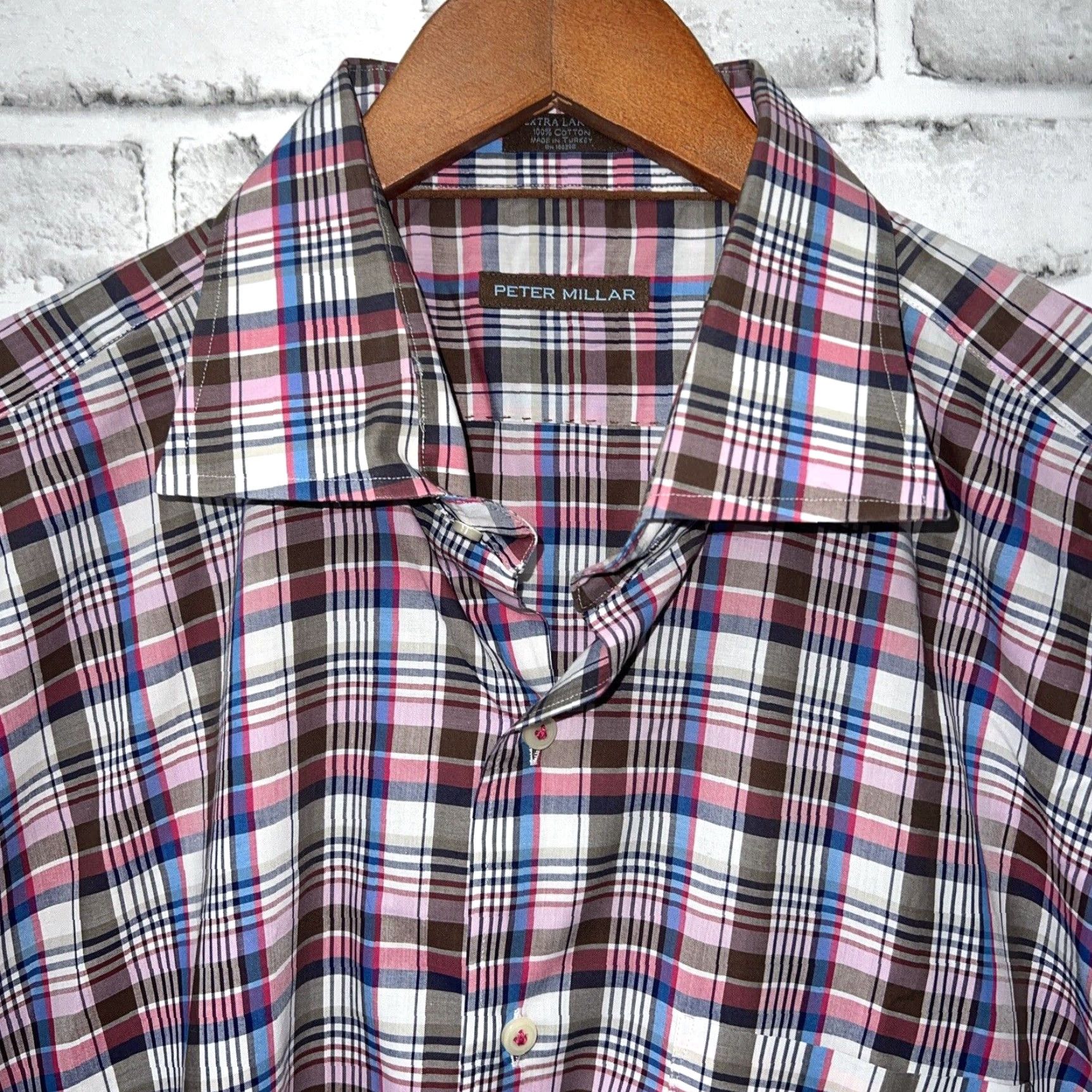 Peter Millar Peter Millar Plaid Button Up Shirt Mens XL Pink Size US XL / EU 56 / 4 - 2 Thumbnail