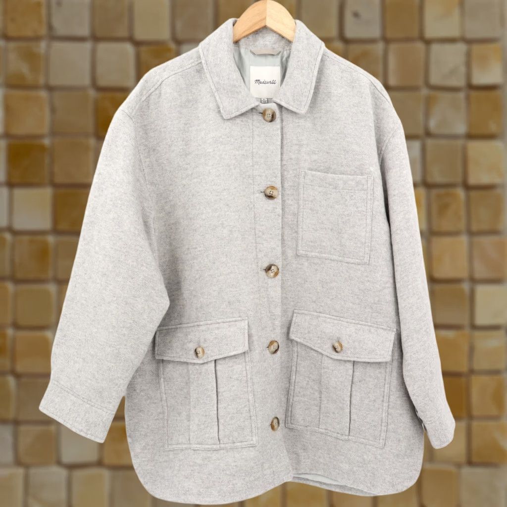 Madewell Madewell Jacket Women's XL Gray Wool Blend Flannel Button Pockets Collared Basic Jacket New Size XL / US 12-14 / IT 48-50 - 1 Thumbnail