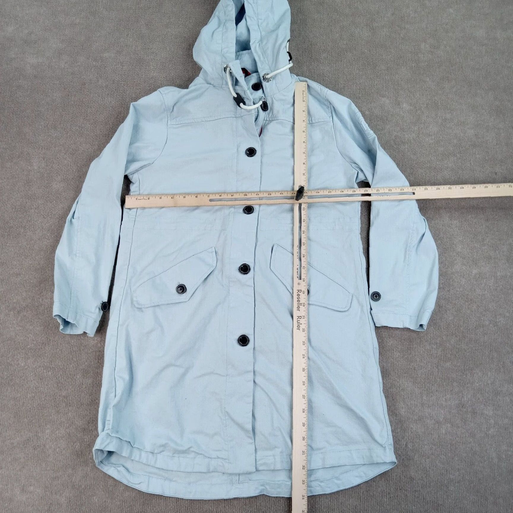Tommy Hilfiger Tommy Hilfiger Parka Jacket Womens Small Long Blue Hooded Full Zip Stretch Size S / US 4 / IT 40 - 2 Thumbnail