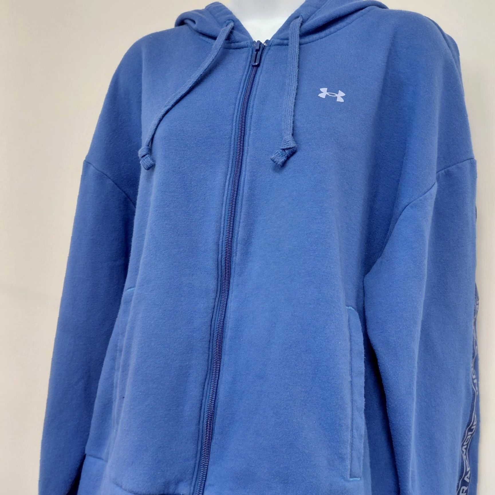 Under Armour Under Armour Hoodie Mens Large Blue Full Zip Logo Sleeve Jacket Size US L / EU 52-54 / 3 - 3 Thumbnail