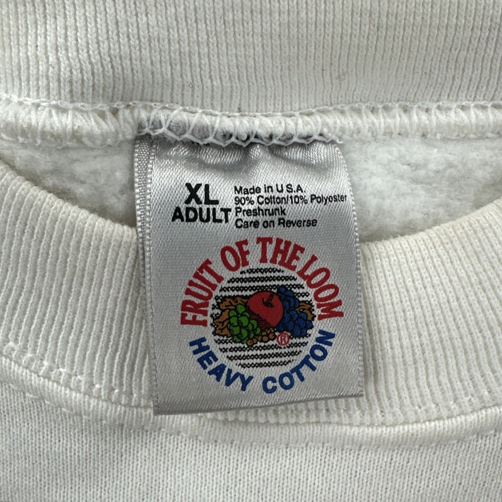 Fruit Of The Loom VINTAGE Fruit of the Loom Sweatshirt Mens XL White Crew Neck 90s USA Made Graphic Print Pullover Size US XL / EU 56 / 4 - 7 Thumbnail