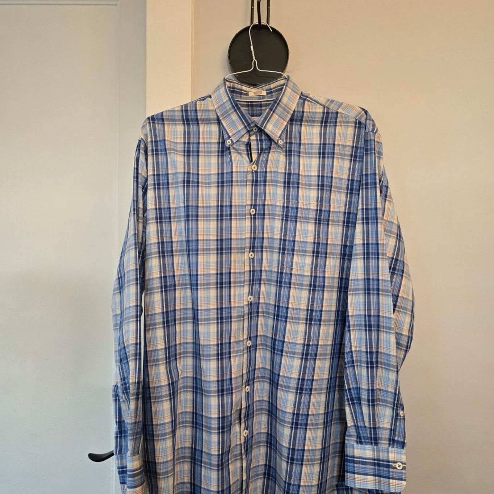 Peter Millar Peter Millar Crown Collection Blue Yellow Plaid Shirt XL Size US XL / EU 56 / 4 - 1 Thumbnail