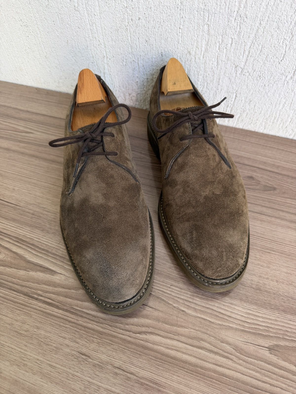 John Lobb 7.5EE Olive suede haloon derby Size US 8.5 / EU 41-42 - 10 Thumbnail