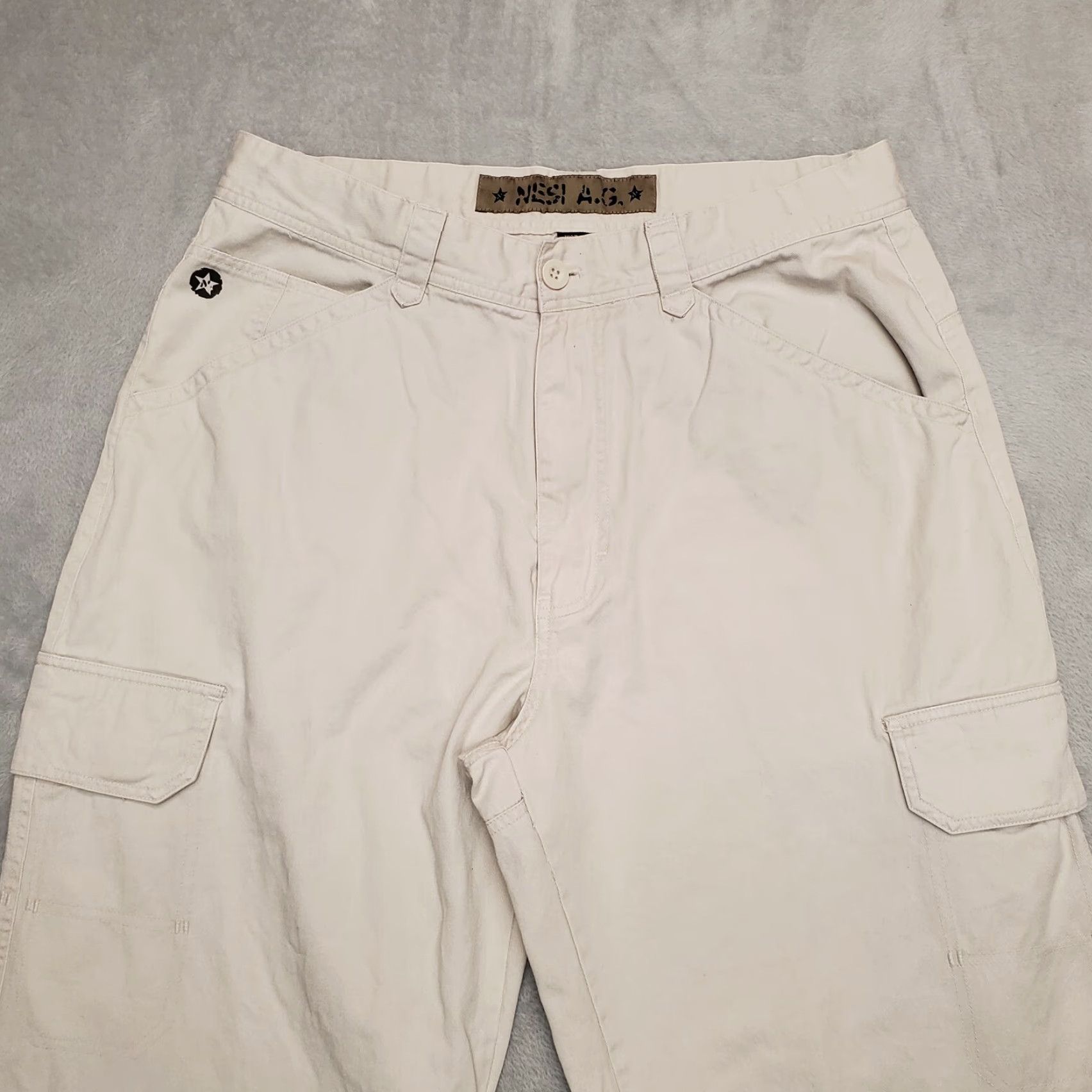 Vintage VINTAGE NESI A.G. Cargo Pants Mens 36x31 Beige Cargo Cotton Utility Y2K Skate Pants Mens Beige Cargo Pocket 5-Pocket Mens Size US 36 / EU 52 - 3 Thumbnail