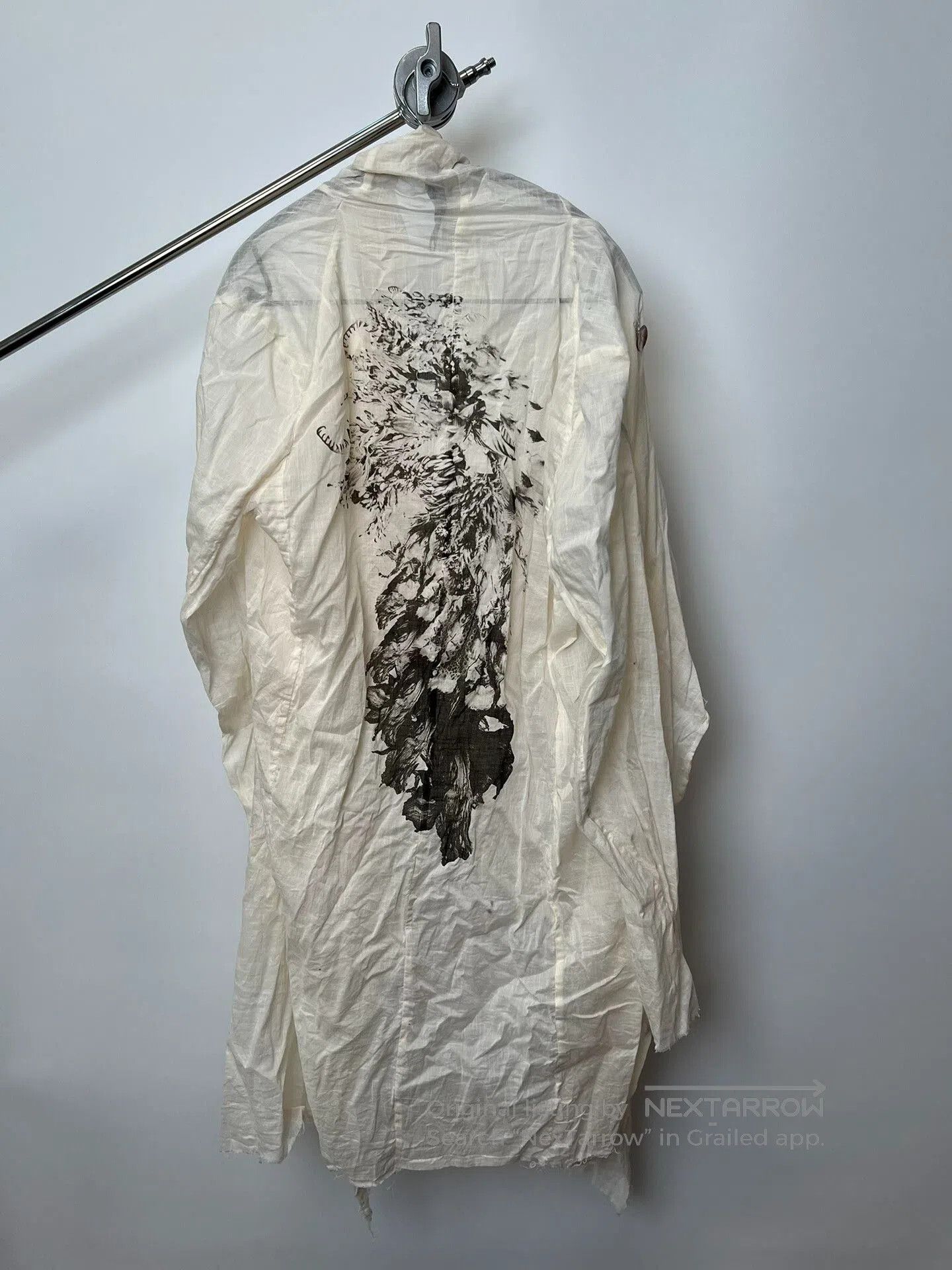 Japanese Brand Ethereal Linen Jacket with Artistic Print. Size L / US 10 / IT 46 - 2 Thumbnail