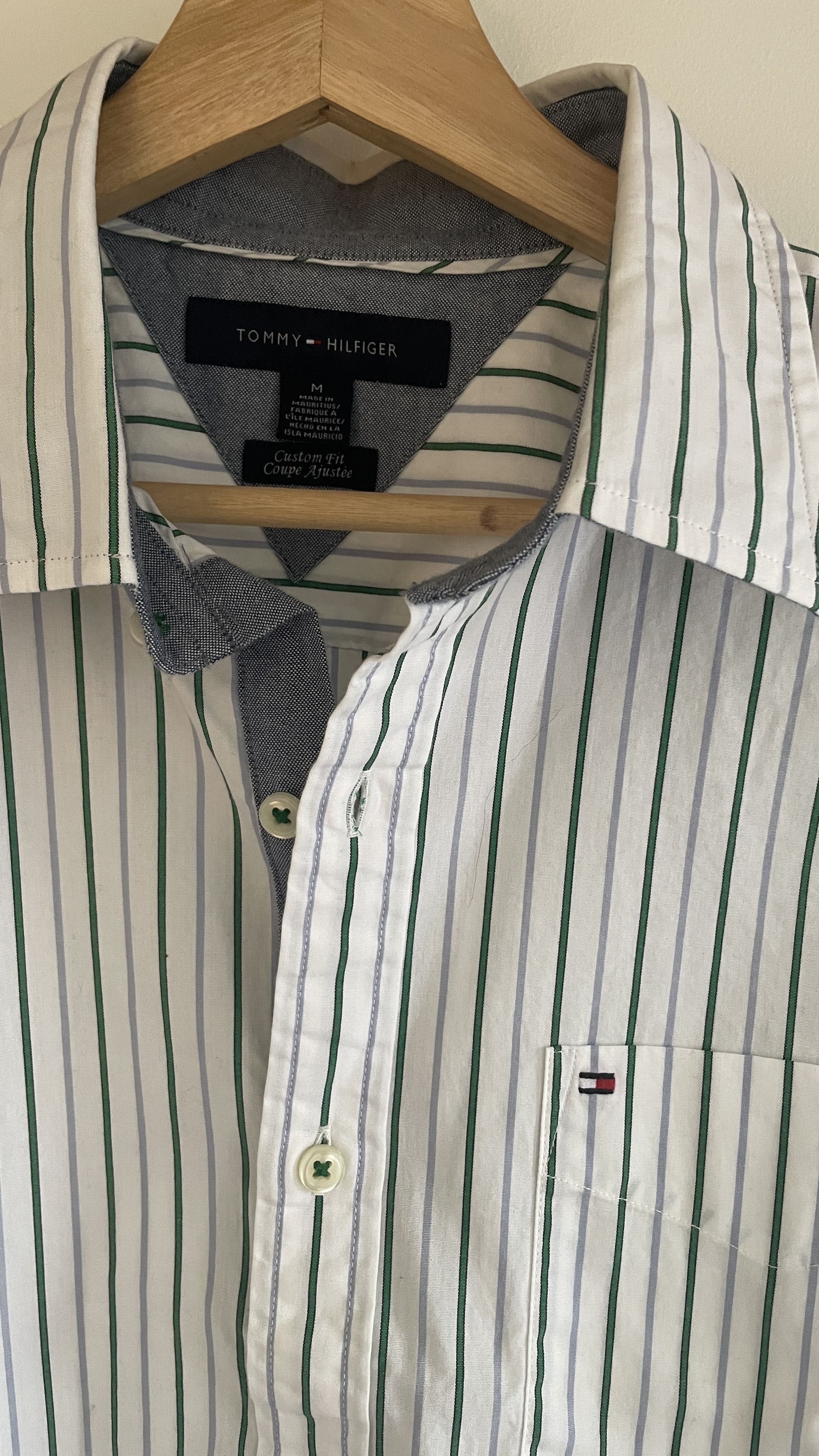 Tommy Hilfiger STRIPED SHIRT WHITE GREEN TOMMY HILFIGER (M) Size US M / EU 48-50 / 2 - 2 Thumbnail