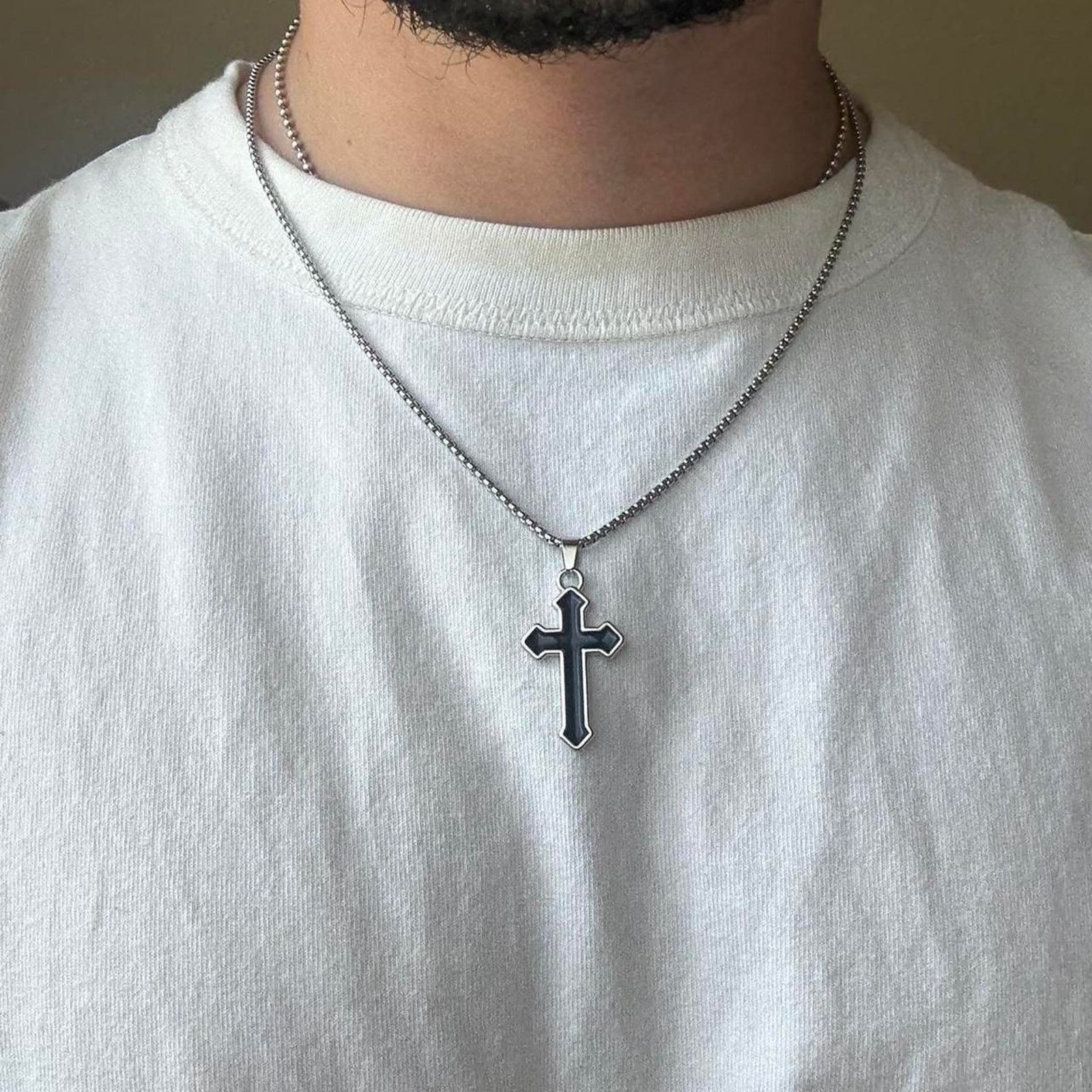 Other Silver and black cross necklace WMNS2 Size ONE SIZE - 3 Thumbnail