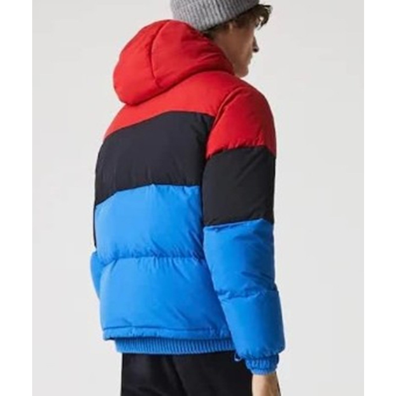 Lacoste Lacoste mens Solid Taffeta Puffer Hooded Jacket Blue/Red 2XL Size US XXL / EU 58 / 5 - 3 Thumbnail