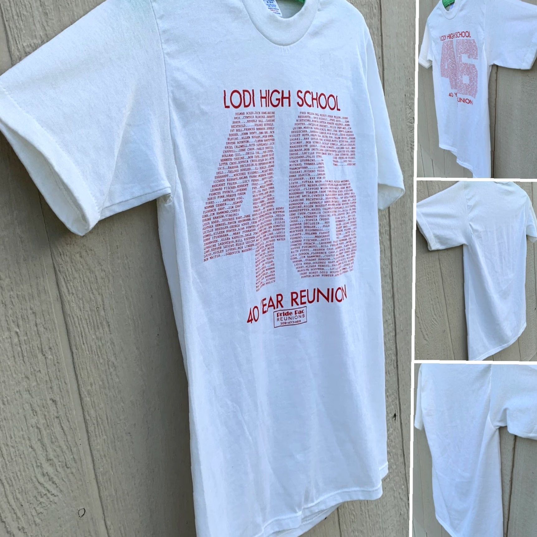 Jerzees VINTAGE Lodi High School 46 40 year reunion t-shirt 80s 1980s size M 38-40 Shirt Unisex Adults White 50% Polyester 50% Cotton Jerzees by Russell Size US M / EU 48-50 / 2 - 2 Thumbnail