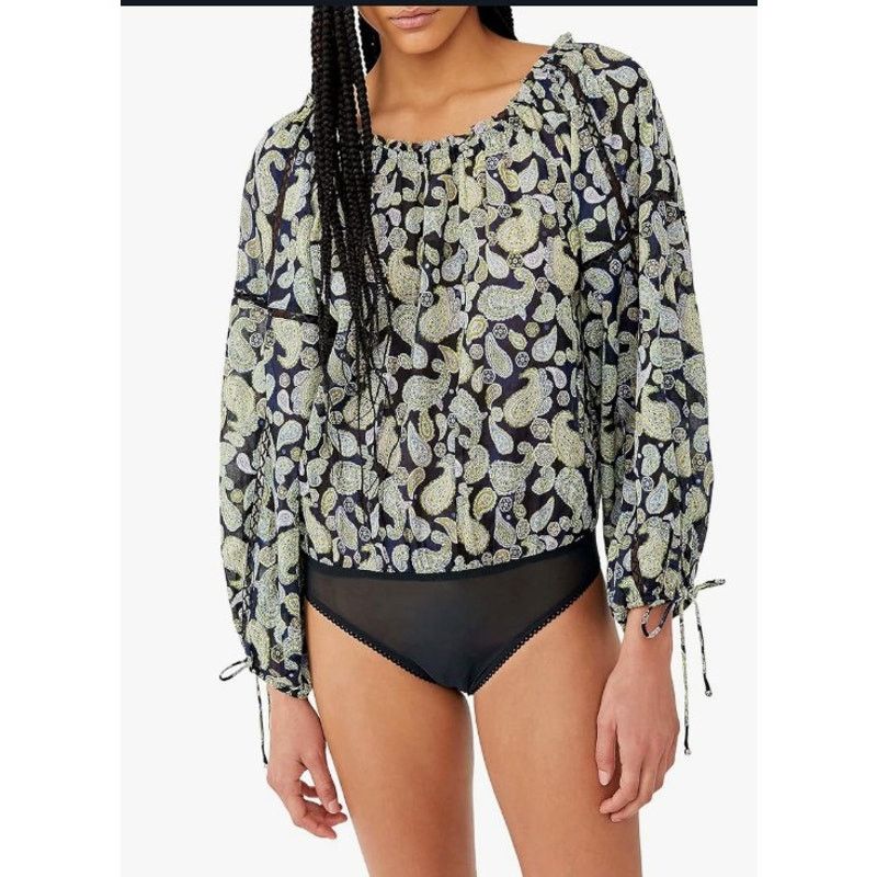 Free People Free People Bodysuit Women XS Navy Blue Sundown Paisley Boho Size XS / US 0-2 / IT 36-38 - 2 Thumbnail