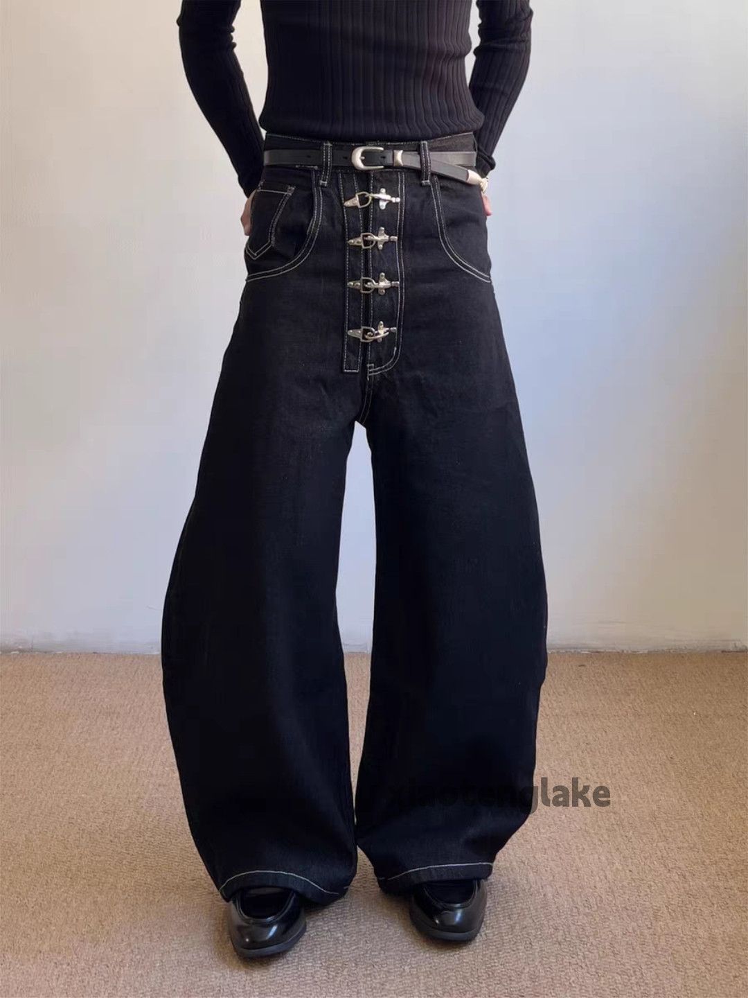 Jean ltx vintage loose baggy wide Leg flared cleanfit jeans Size US 33 - 3 Thumbnail