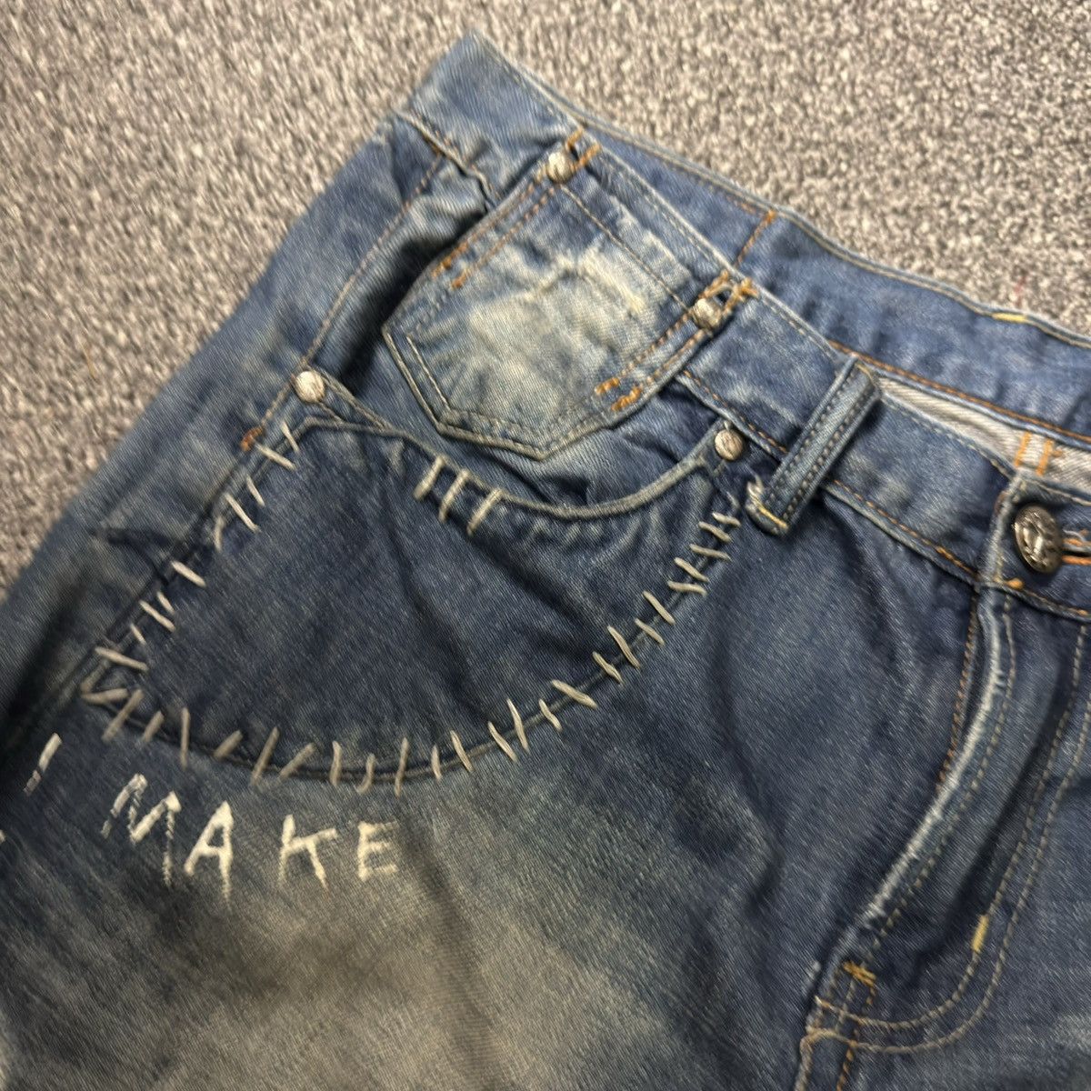 Japanese Brand Japanese Destroyed Karakuri Thrashed Denim Vintage Y2K Size US 34 / EU 50 - 15 Thumbnail
