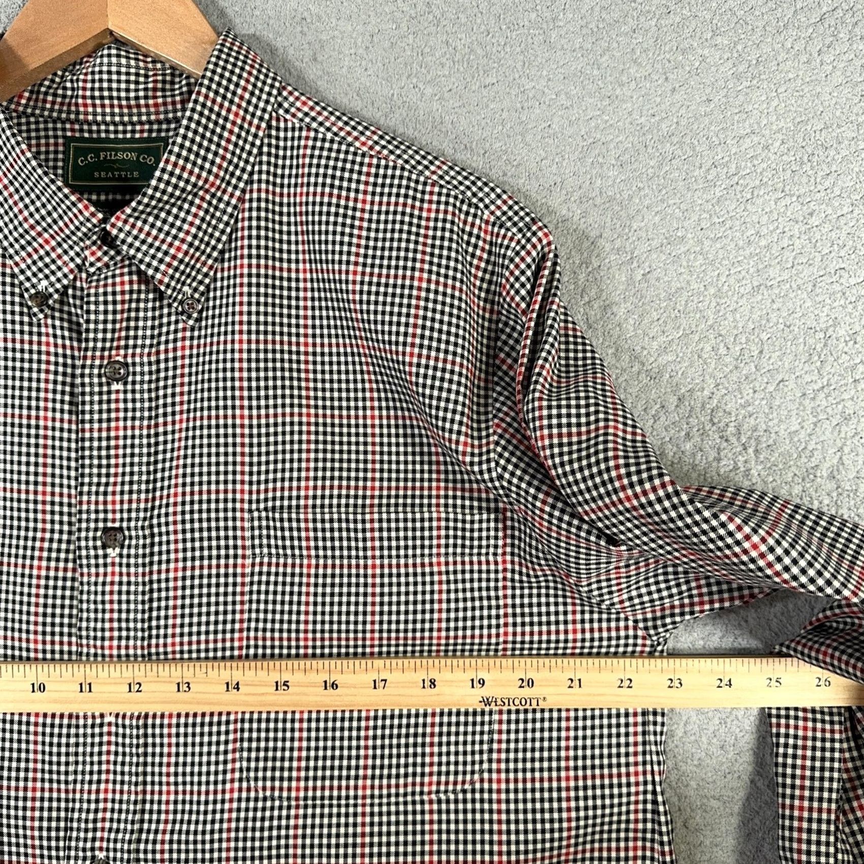 Filson VINTAGE Filson Shirt Mens 2XL Plaid Button-Up Long Sleeve Black Red Tartan Heritage Gun Club Check Mens Size US XXL / EU 58 / 5 - 6 Thumbnail