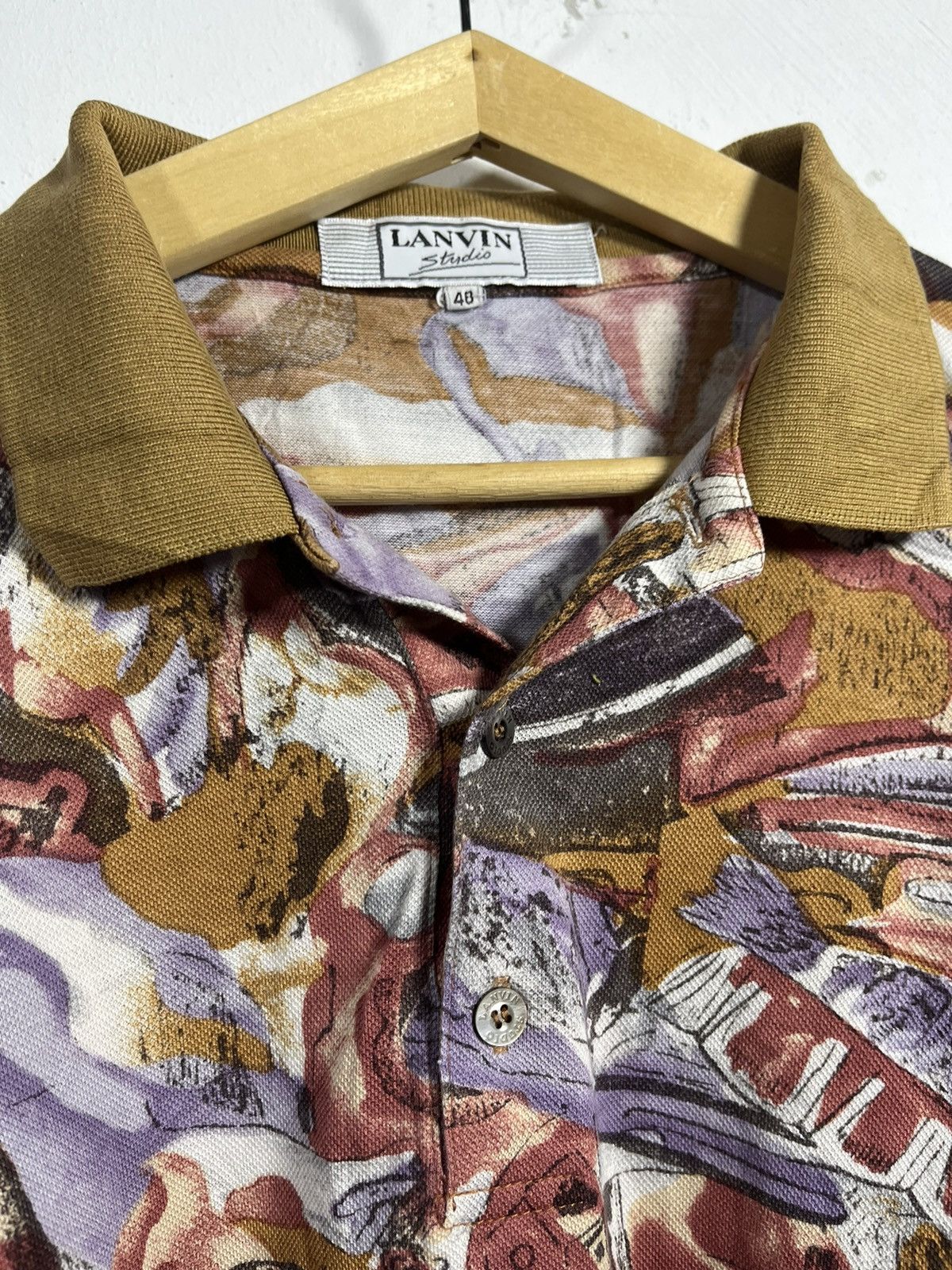 Lanvin × Vintage Caleche Art overprint polo shirt Size US L / EU 52-54 / 3 - 3 Thumbnail