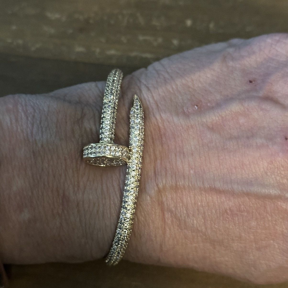 Other Gold tone paved wrapped nail bangle bracelet Size ONE SIZE - 5 Thumbnail