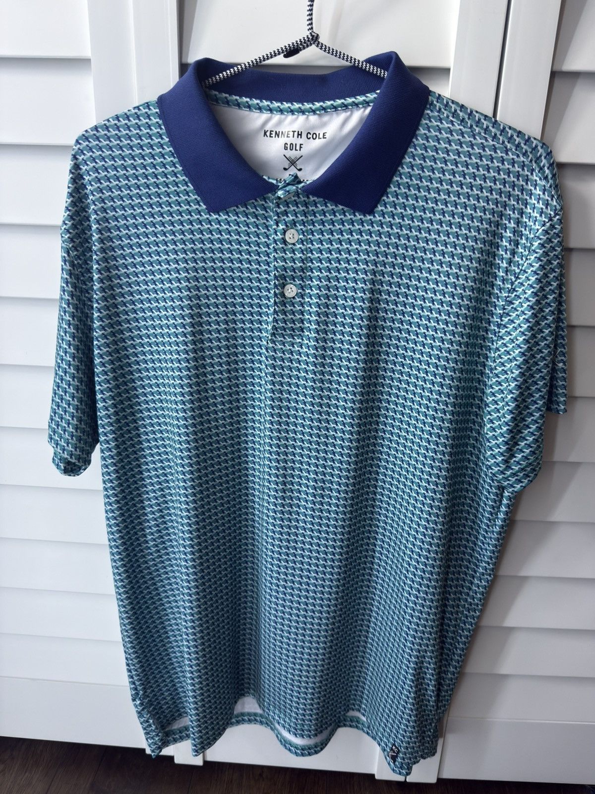 Kenneth Cole Kenneth Cole Golf patterned polo in a blue and teal colorway Size US M / EU 48-50 / 2 - 5 Thumbnail