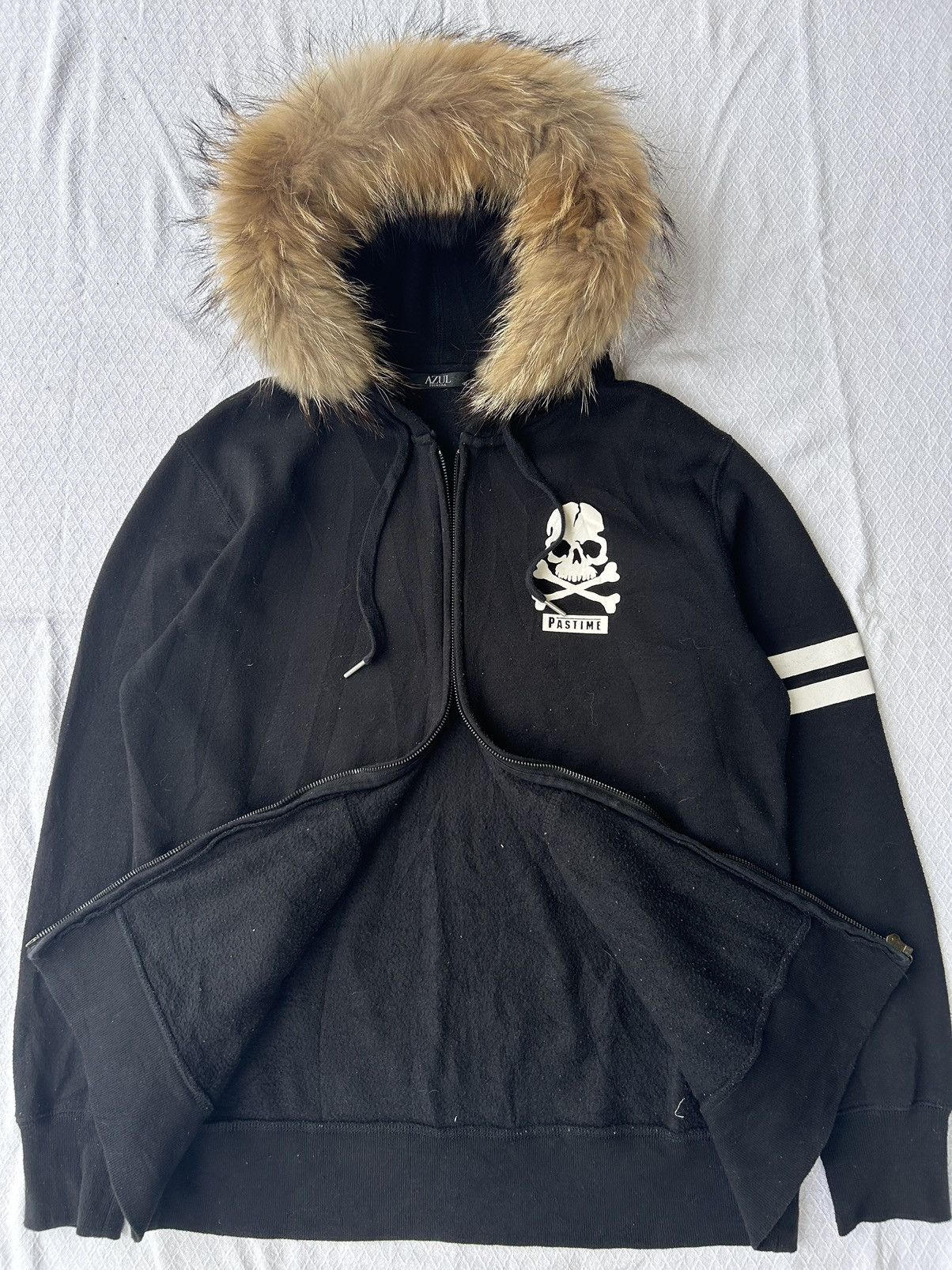 Azul fur hoodie skull zip style Ifsixwasnine lgb