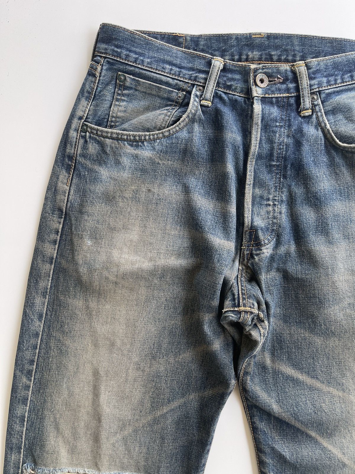 Edwin Vintage Edwin 505 Distressed Selvedge Mudd Jeans Size US 30 / EU 46 - 9 Thumbnail