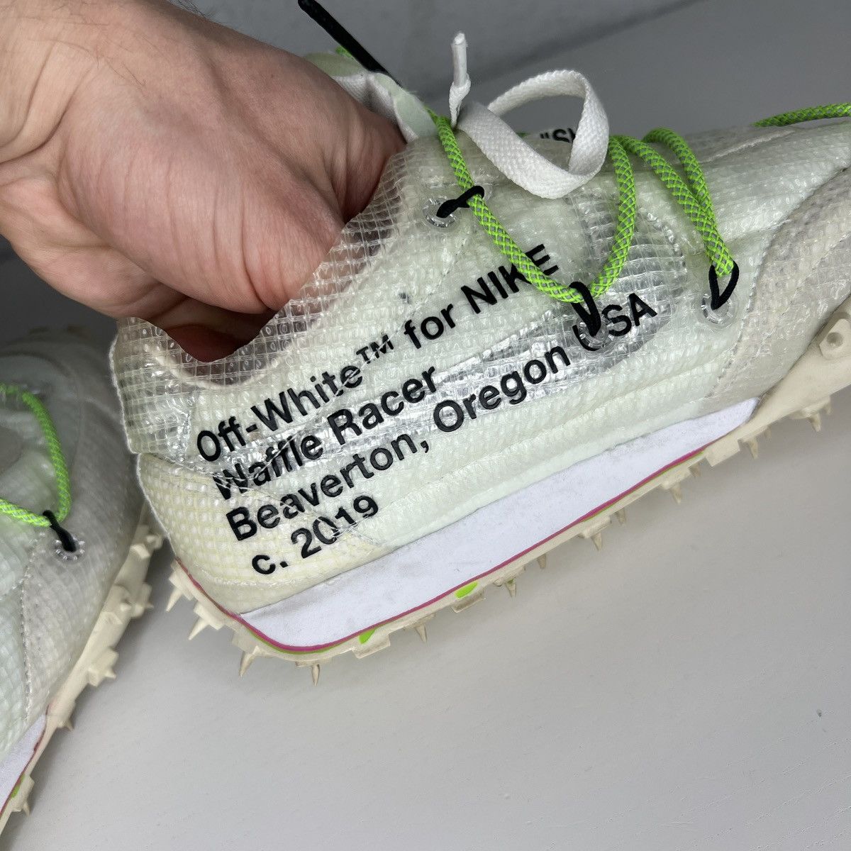 Nike × Off-White Nike Off-White Waffle Racer SP White Electric Green Size US 8 / EU 41 - 11 Thumbnail