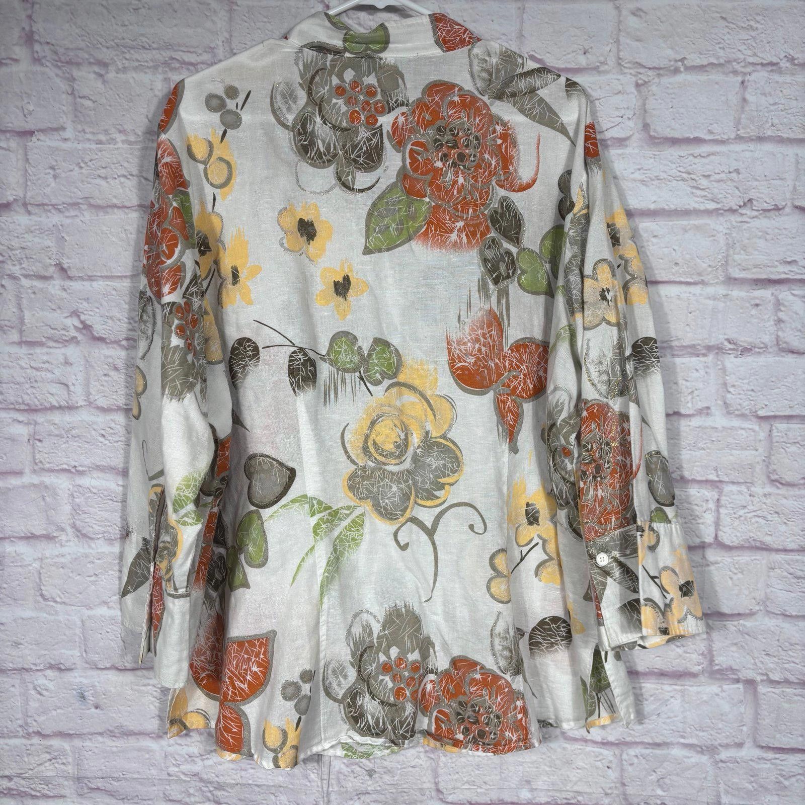 Harve Benard Harvé Benard Women's Floral Button-Up Shirt Size 2X Size XXL / US 16-18 / IT 52-54 - 6 Thumbnail