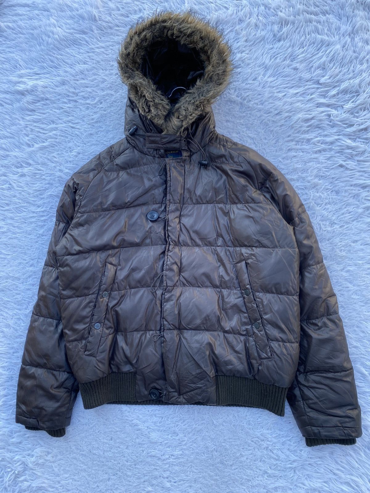Woolrich Woolen Mills WoolRich Brown Puffer with a faux fur-trimmed Hood Jacket Size US L / EU 52-54 / 3 - 3 Thumbnail