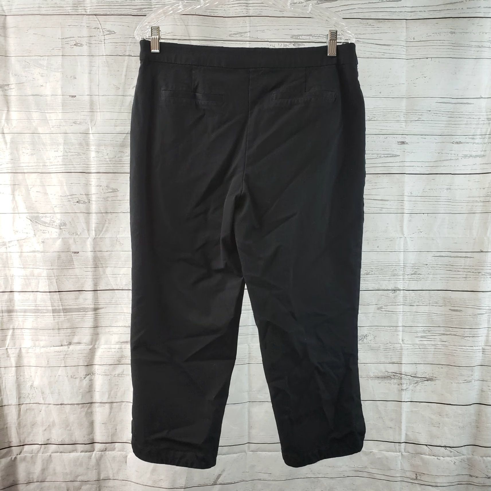 Isaac Mizrahi Isaac Mizrahi Womens Cropped Pants Sz 14 Black Pull On Mid Rise Cotton Blend Pants Size 36" / US 14 / IT 50 - 3 Thumbnail