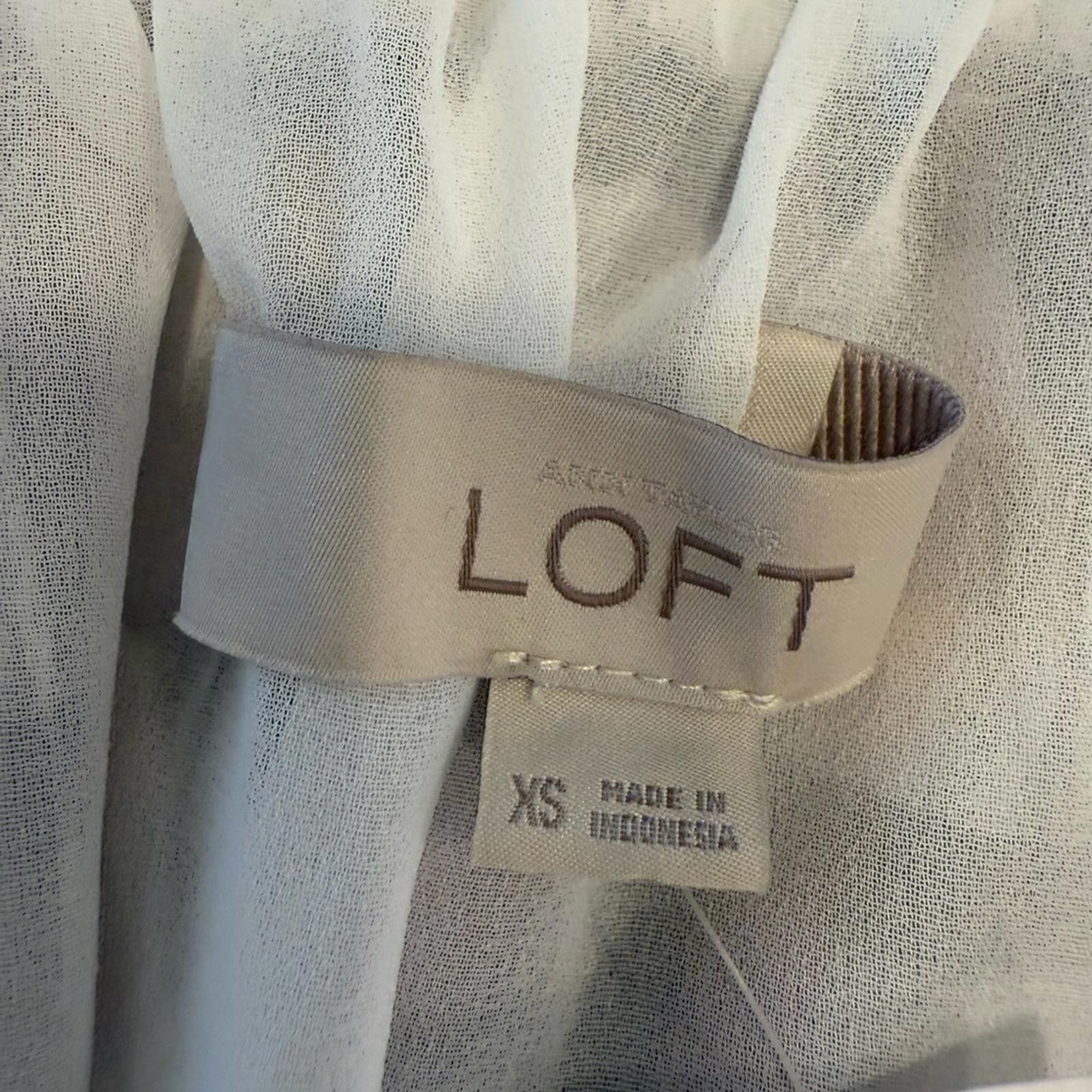Other Loft pink gray white paisley plaid ruffled top SZ XS Size XS / US 0-2 / IT 36-38 - 4 Thumbnail