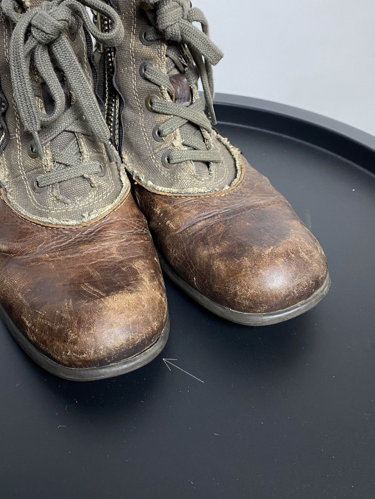 Replay × Vintage Replay Double Zip Distress Leather Boots As98 LGB Rick Vibe Size US 8 / EU 41 - 9 Thumbnail