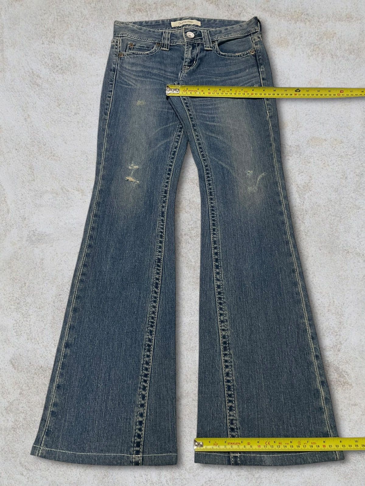 Marni × Uniqlo Vintage Y2k Uniqlo Blue Wash Women Ripped Flared Jeans Size 29" - 14 Thumbnail