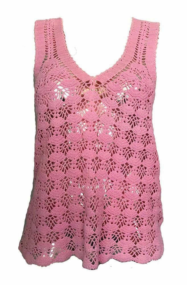 Designer Pre Owned Pink Hand Made Crocheted Blouse M Size M / US 6-8 / IT 42-44 - 1 Thumbnail