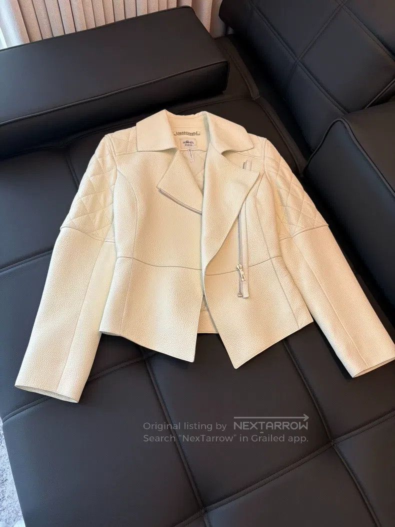 Hermes Hermes White Leather Jacket Size XXS / US 00 / IT 34 - 1 Thumbnail