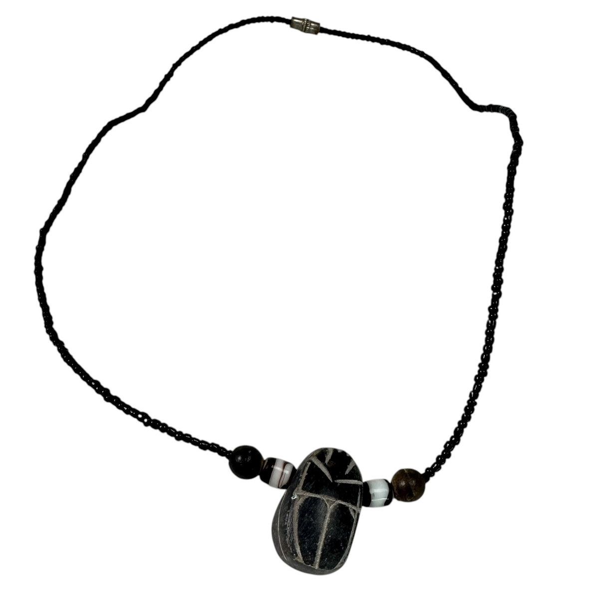 Vintage Vintage Egyptian Black Basalt Beetle Beaded Necklace Size ONE SIZE - 1 Thumbnail