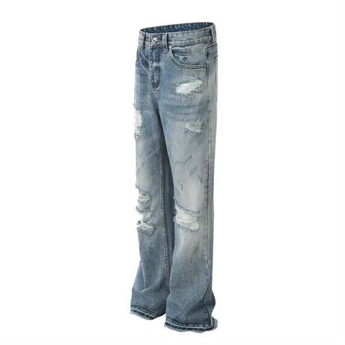 VIBE Trendy punk distressed heavy washed ripped flared jeans Size US 32 / EU 48 - 3 Thumbnail