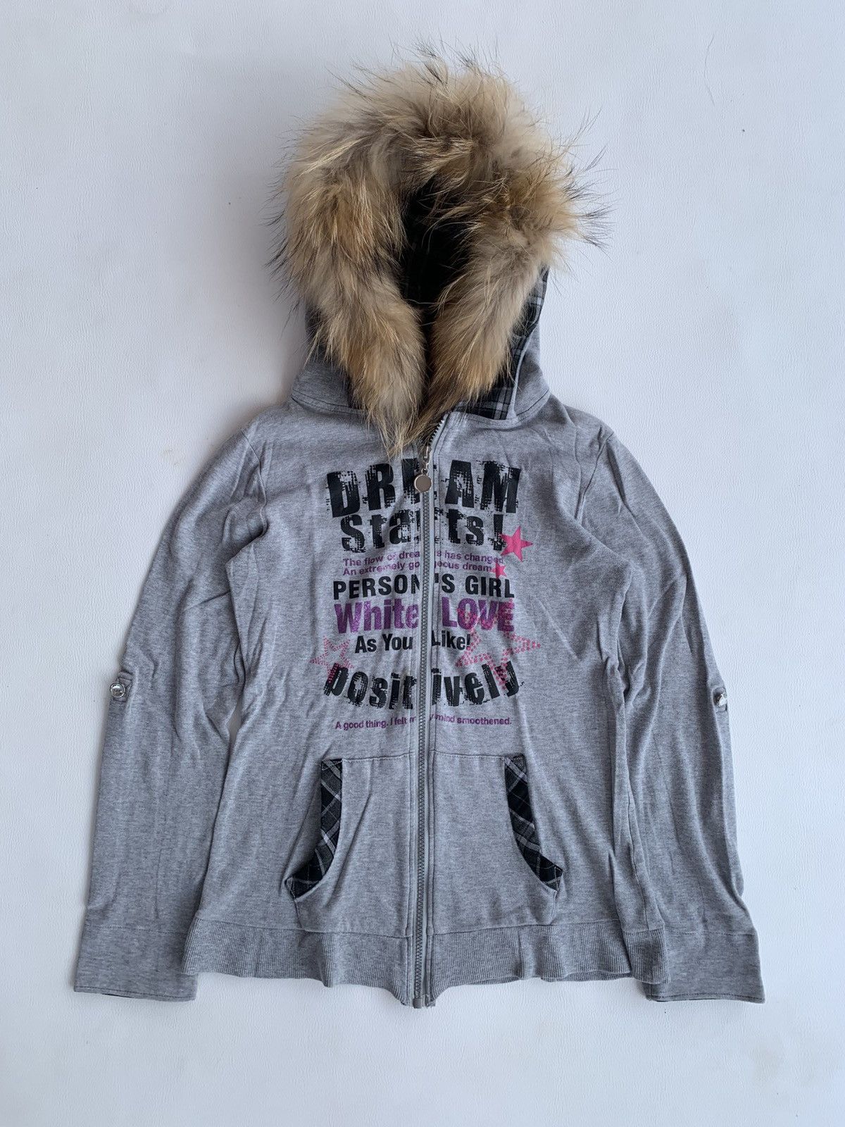 Other Crazy Persons Girl White Love Poem Zip Fur Hood Size S / US 4 / IT 40 - 1 Thumbnail