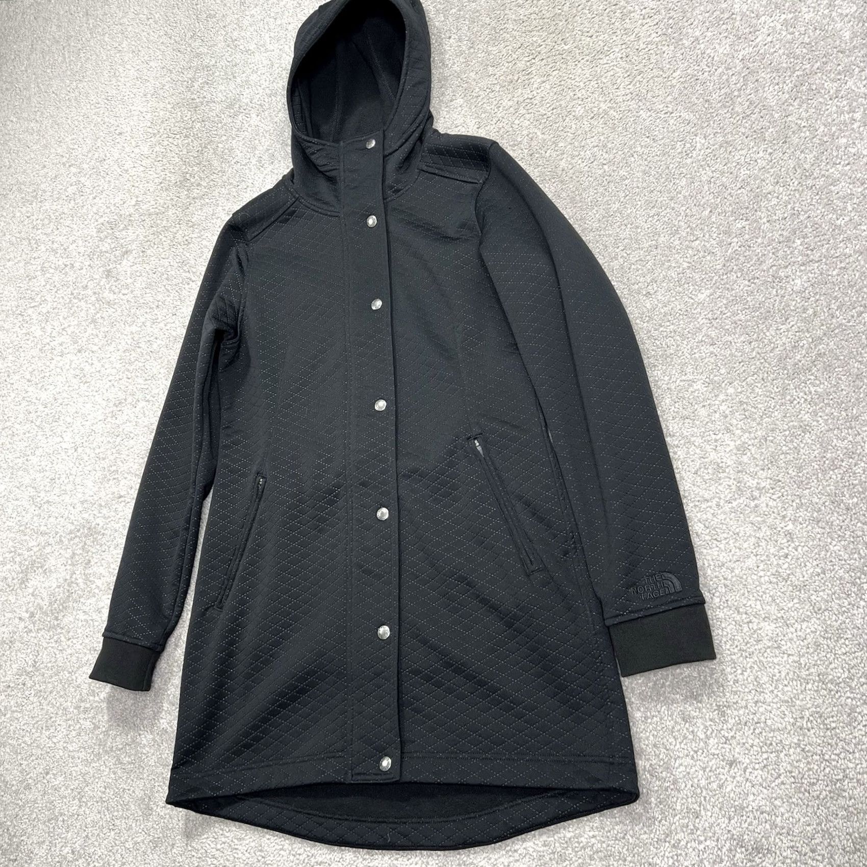 The North Face The North Face Jacket Womens Size Small Recover Up Quilted Design Hooded Black Full Zip Snap Size S / US 4 / IT 40 - 2 Thumbnail