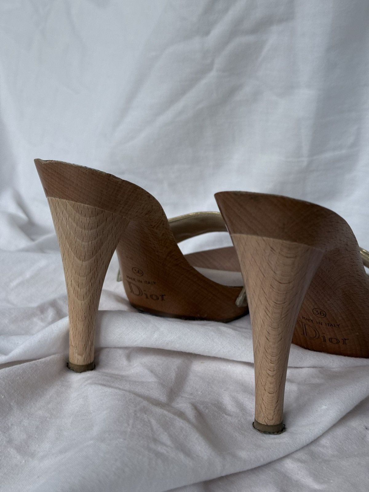 Dior Christian Dior Gold/Wood Clogs Sandals Mules Size US 6 / IT 36 - 8 Thumbnail