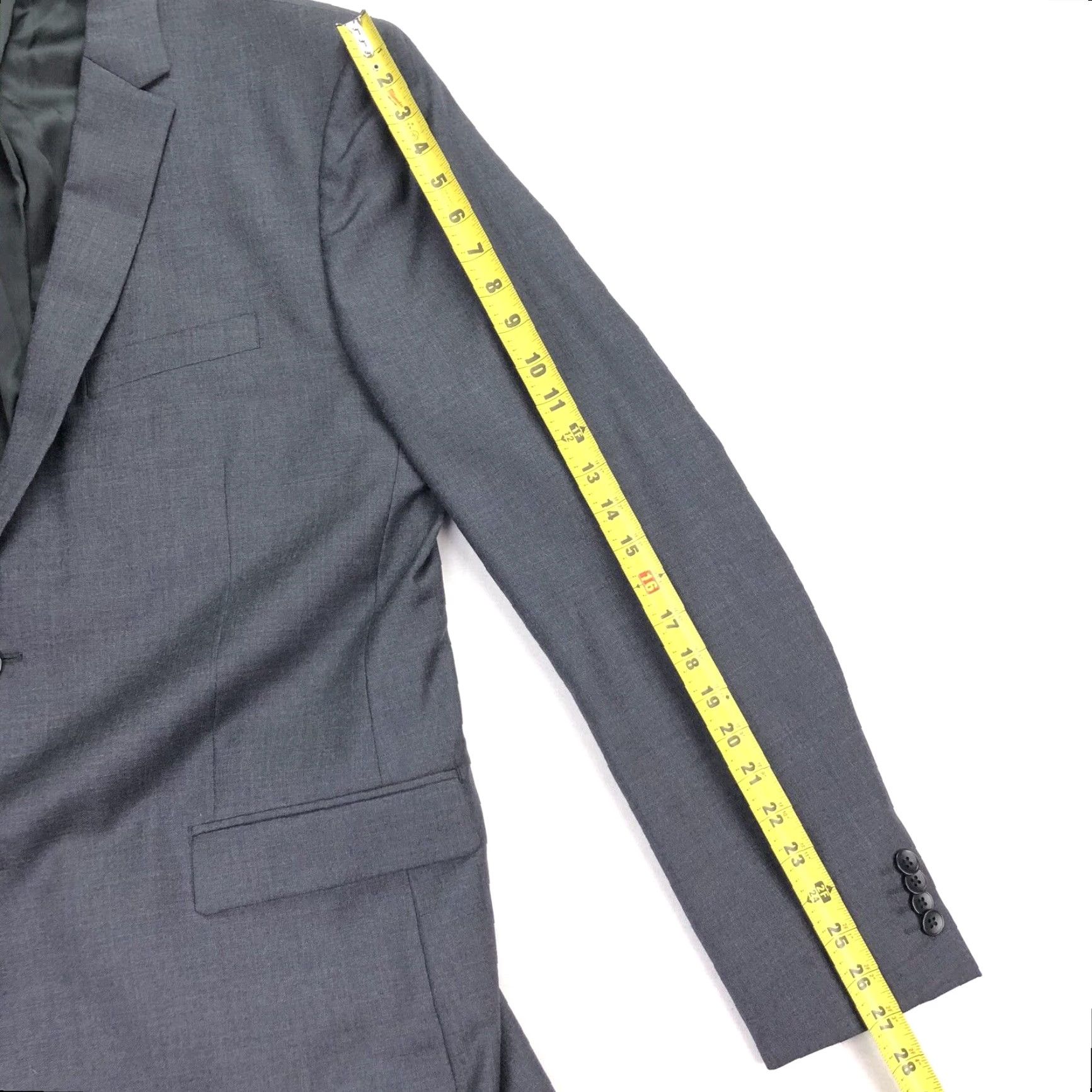 Theory Theory Men's 2-Button Gray 100% Wool Jacket Blazer Slim 46 Long Mens Size 46R - 7 Thumbnail