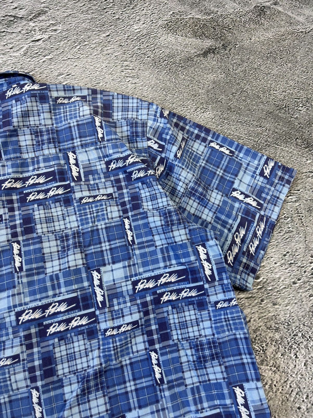 Marc Buchanan × Pelle Pelle × Vintage Pelle Pelle shirt vintagr full print button up blue Size US L / EU 52-54 / 3 - 10 Thumbnail